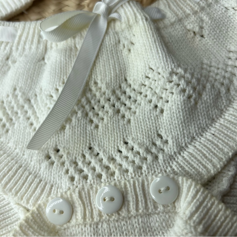 0-6 months Laura Ashley knit bottoms and hat set hat with bear ears - Picture 9 of 12